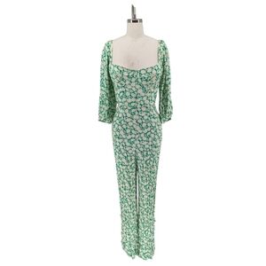 00115 Capulet Floral Wide Leg Jumpsuit Green Size Medium bohemian hippie retro